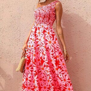 Amazon Women's Floral One Shoulder Long Maxi